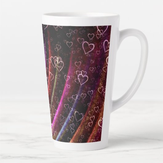 Tasse Latte Love Hearts Rideau Texture Sublimation (Droite)