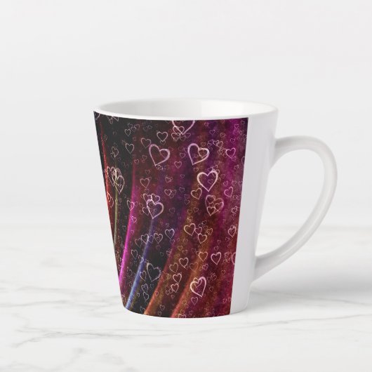 Tasse Latte Love Hearts Rideau Texture Sublimation (Droite)