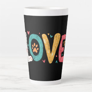 Tasse Latte LOVE Paw – Typographie Artistique pour Amoureux de