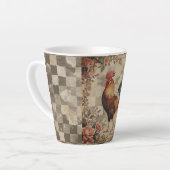 Tasse Latte Lovely Vintage Rooster ,Flowers Pattern, Checke (Angle gauche)