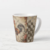 Tasse Latte Lovely Vintage Rooster ,Flowers Pattern, Checke (Angle droit)