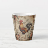 Tasse Latte Lovely Vintage Rooster ,Flowers Pattern, Checke (Devant)