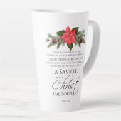 Tasse Latte Luc 2:10-11 Bon Tidings Poinsettia Noël (Angle droit)