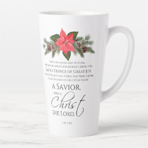 Tasse Latte Luc 2:10-11 Bon Tidings Poinsettia Noël