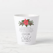 Tasse Latte Luc 2:10-11 Écriture de Noël Poinsettia (Devant)
