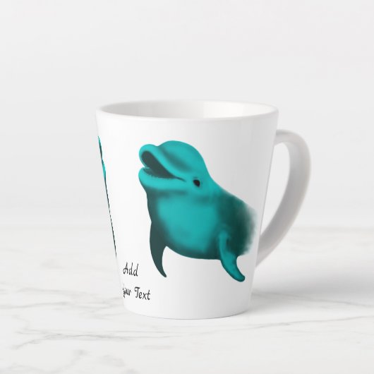 Tasse Latte Lucky Dolphin - Ajouter votre texte (Angle droit)