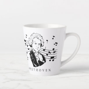 Tasse Latte Ludwig van Beethoven Portrait et buste avec des no