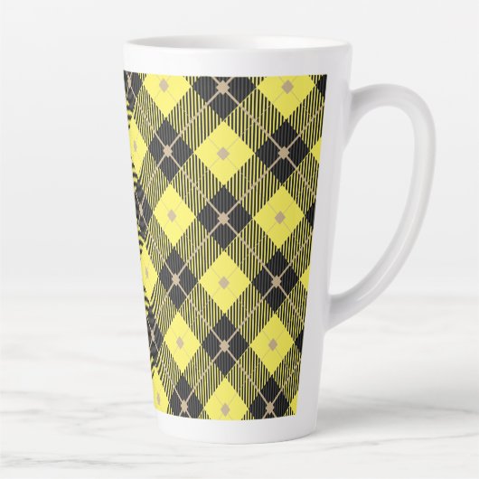 Tasse Latte Lumberjack Noir Jaune Plaid Motif (Droite)
