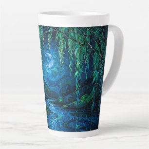 Tasse Latte Lune de Saule Saille Rivière Verte Bleue Flowing N