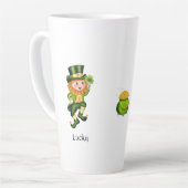 Tasse Latte Lutin mignon, calligraphie & pot d'or (Angle gauche)