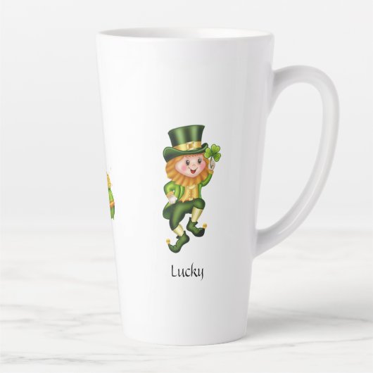 Tasse Latte Lutin mignon, calligraphie & pot d'or (Droite)
