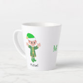 Tasse Latte Lutine Moderne Chanceuse avec Écriture et Monogram (Angle gauche)
