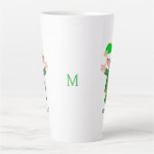 Tasse Latte Lutine Moderne Chanceuse avec Écriture et Monogram (Devant)