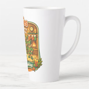 Tasse Latte Lutins de Noël drôles et vintage veillent toujours