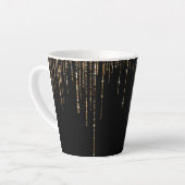 Tasse Latte Luxe Chic Black Gold Fringe Parties scintillant ét (Angle gauche)