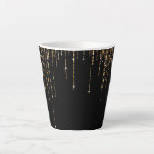 Tasse Latte Luxe Chic Black Gold Fringe Parties scintillant ét (Devant)