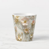 Tasse Latte Luxury 3D Embossed Floral Gold Foil Elegant (Devant)