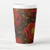 Tasse Latte Luxury Steampunk Roses Romantic Gold Gears (Devant)