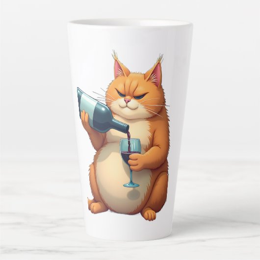 Tasse Latte Luxury Tipsy Cat Modern Art Illustration (Devant)