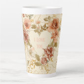 Tasse Latte Luxury, Valentine's Day , Roses, Love Heart (Devant)