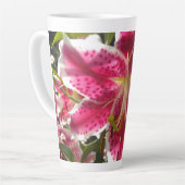 Tasse Latte Lys roses fleurs tropicales roses rose (Angle gauche)