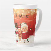 Tasse Latte M. et Mme Claus Snowman et Rudolph (Angle droit)