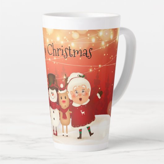 Tasse Latte M. et Mme Claus Snowman et Rudolph (Angle droit)