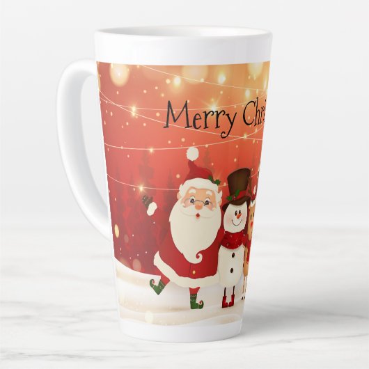 Tasse Latte M. et Mme Claus Snowman et Rudolph (Angle gauche)