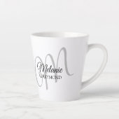 Tasse Latte M monogramme nom et initiale blanc joli (Droite)