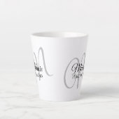 Tasse Latte M monogramme nom et initiale blanc joli (Devant)