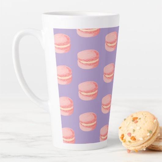 Tasse Latte Macarons roses (En situation)