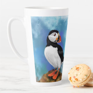 Tasse Latte Macchiato avec Peinture de Macareux At