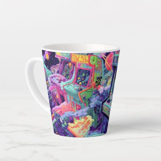 Tasse Latte Machines de jeux vidéo rétro dans l'espace (Angle gauche)