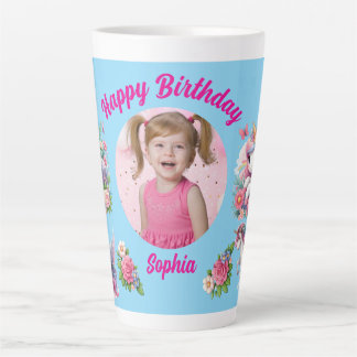 Tasse Latte Magical Floral Unicorn Photo Girly Birthday  Gift