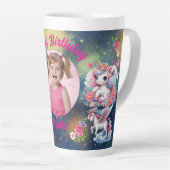Tasse Latte Magical Floral Unicorn Photo Girly Birthday  Gift (Angle droit)