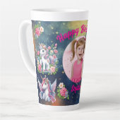 Tasse Latte Magical Floral Unicorn Photo Girly Birthday  Gift (Angle gauche)