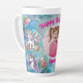 Tasse Latte Magical Floral Unicorn Photo Girly Birthday  Gift (Angle gauche)