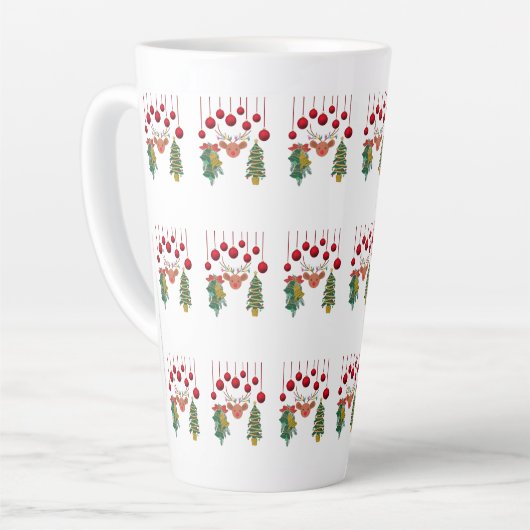 Tasse Latte Magical Reindeer Bells and Christmas Tree Design  (Angle gauche)