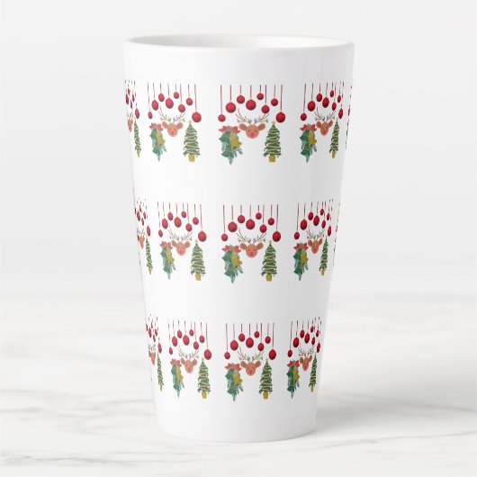 Tasse Latte Magical Reindeer Bells and Christmas Tree Design (Devant)