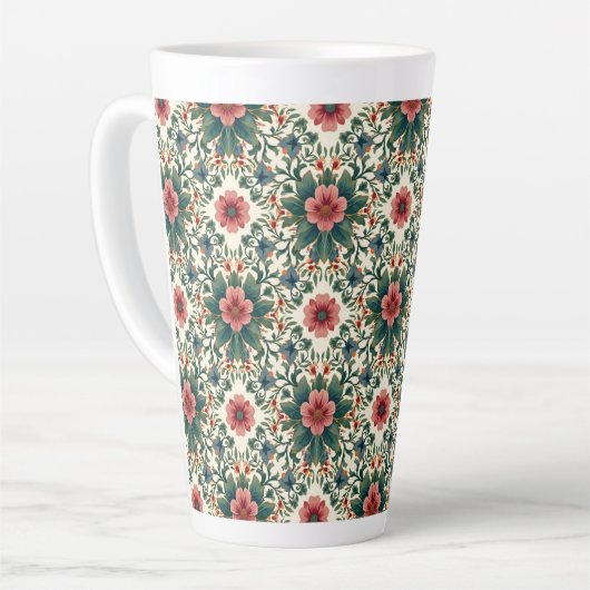 Tasse Latte Magie des fleurs boho - dans des nuances de vert e (Angle gauche)