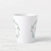 Tasse Latte Magnifique aquarelle Florale Wreath Monogramme (Devant)