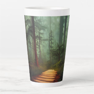 Tasse Latte Magnifique Chemin Forestier Artwork numérique