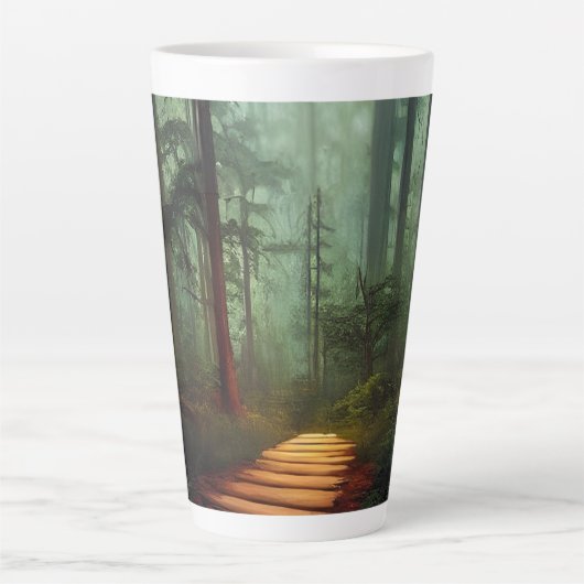 Tasse Latte Magnifique Chemin Forestier Artwork numérique (Devant)