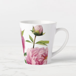 Tasse Latte Magnifiquement Peonies peintes à la main Imprimer