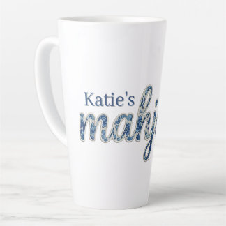Tasse Latte Mahjong personnalisé florale Chinoiserie bleue