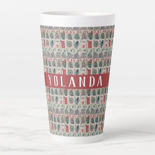 Tasse Latte Mahjong Tiles Motif Personnalisé (Devant)