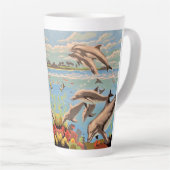 Tasse Latte Main Painted by Number | Dolphins | (Angle droit)