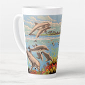 Tasse Latte Main Painted by Number | Dolphins | (Angle gauche)