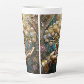 Tasse Latte Main Robot D'Or Tenant Arbre De Vie D'Or (Devant)