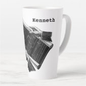 Tasse Latte Mains avec plans architecturaux bleus, entreprise (Angle droit)